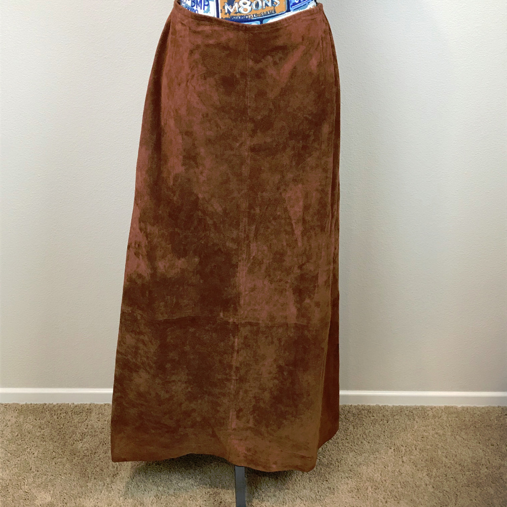 Wilsons Leather Brown Suede Leather Skirt size 12